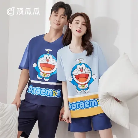 顶瓜瓜纯棉短袖短裤套装套头夏季家居服顶呱呱哆啦A梦联名睡衣商品大图