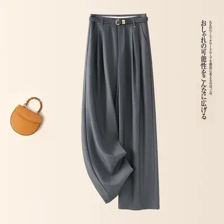 天丝棉窄版直筒裤女2025春秋新款职业西装裤高腰显瘦休闲阔腿裤商品大图