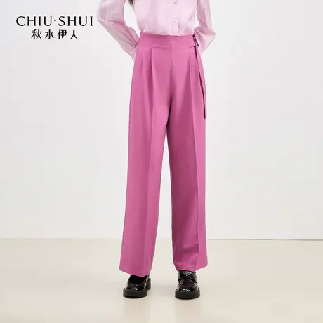 秋水伊人时尚西装裤子女秋季气质通勤压褶高腰设计感休闲裤直筒裤商品大图