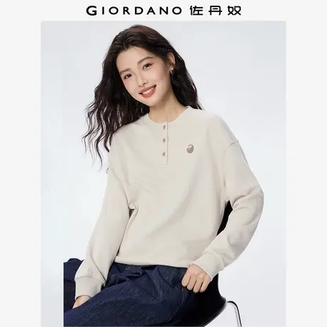 佐丹奴外套女装猫咪刺绣亨利领宽松针织卫衣 05325806商品大图