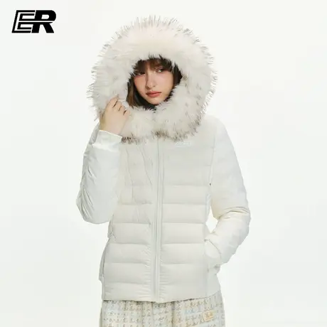 ER大毛领连帽羽绒服冬季新款潮牌美式户外防寒保暖面包服收腰外套图片