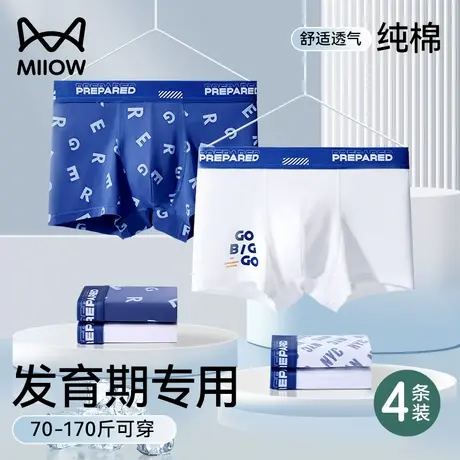 青少年内裤男生纯棉2024夏季发育期初高中学生大儿童平角四角短裤商品大图