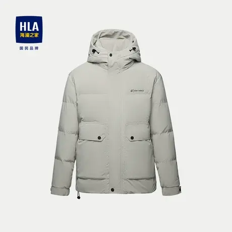 HLA/海澜之家羽绒服23秋冬新抽绳连帽印花保暖加厚面包款外套男商品大图
