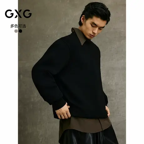 GXG男装 商场同款卫衣圆领暗纹提花长袖上衣 25年春G25X311017图片