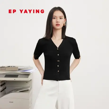 EP YAYING雅莹女装 醋酸纯色收腰显瘦针织开衫 春装商场同款9140A图片