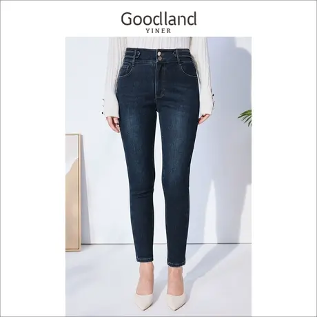 音儿美地女装2022冬季新款复古直筒含羊毛小脚铅笔裤牛仔裤商品大图