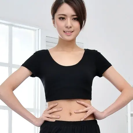 莫代尔半截打底衫 短款短袖T恤 大码内搭女装 夏装纯色简约brat图片