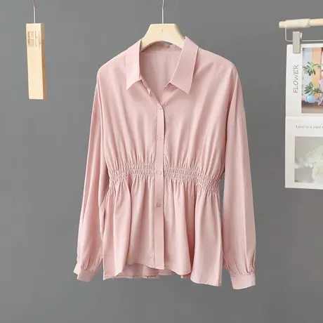 春装新款温柔风气质长袖衬衫女韩版百搭收腰显瘦衬衣女装法式上衣商品大图