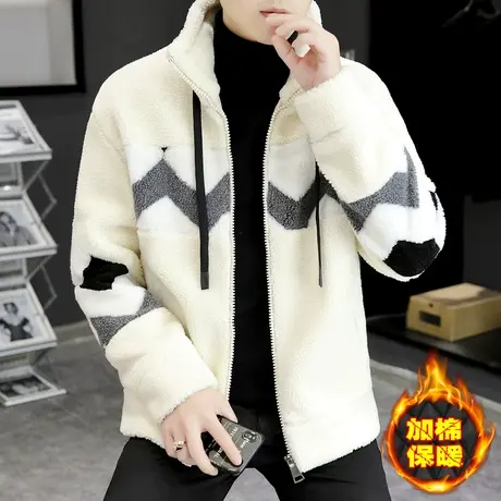 潮牌羊羔绒冬季加厚外套男短款学生颗粒绒棉衣加绒保暖棉袄潮冬装图片