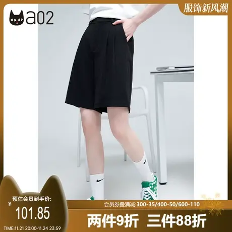 a02高街工装短裤女夏季新款宽松直筒设计感显瘦挺括五分裤图片