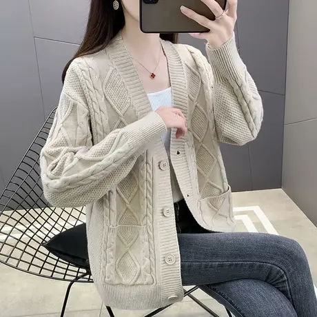 韩版毛衣开衫女秋装2023年新款春秋季洋气减龄宽松针织衫上衣外套图片