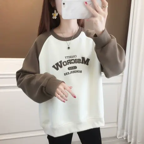 圆领卫衣女2023年新款爆款韩版宽松春秋卫衣休闲打底衫女上衣外套商品大图