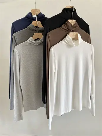 长袖t恤女秋冬2020新款韩版ins潮修身内搭高领百搭内衬打底衫上衣商品大图