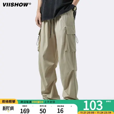 VIISHOW美式机能降落伞兵工装裤男秋季潮宽松小众阔腿直筒休闲裤商品大图
