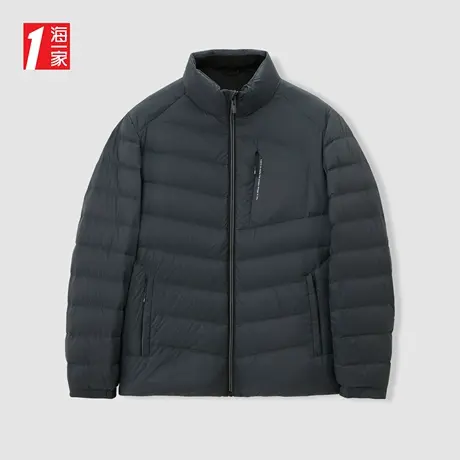 海一家轻薄休闲外套简约立领经典基础款日常舒适保暖羽绒服男图片