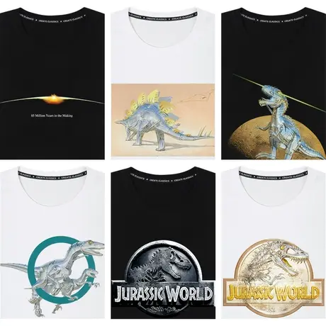 秀洛侏罗纪世界空山基同款恐龙迅猛龙霸王龙衣服短袖T恤半袖体恤图片