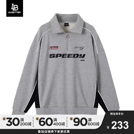 Lilbetter半拉链卫衣男宽松套头衫美oversize上衣式外套复古衣服商品大图