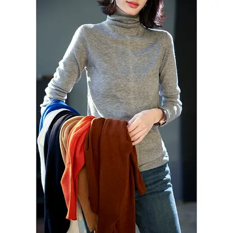 宝诗黎高领软糯百搭打底针织衫2024年早春新款修身显瘦毛衣女韩版商品大图