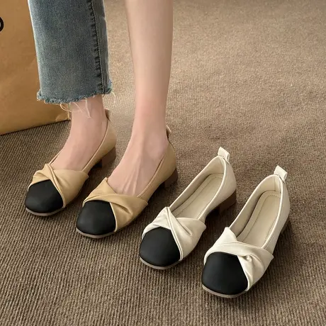 法式玛丽珍鞋女春夏小香风平底单鞋2024新款软底一脚蹬乐福穆勒鞋商品大图