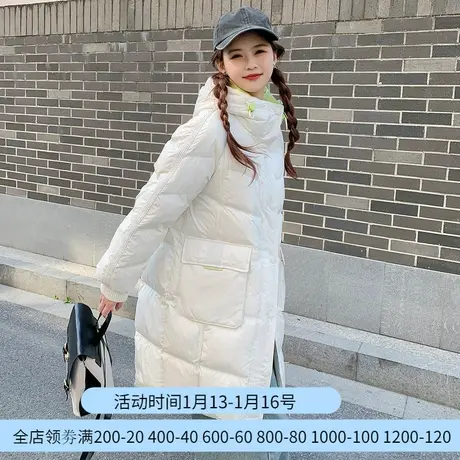 othermix 中长款连帽羽绒服女2023冬季新款宽松加厚保暖上衣外套图片
