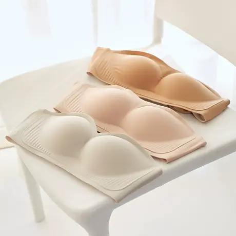 蹦迪罩！防滑聚拢无痕无肩带文胸无钢圈夏薄款大胸显小抹胸内衣女商品大图