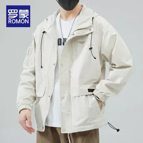 罗蒙男士外套春秋款2023新款户外登山衣服美式工装秋季休闲夹克男商品大图