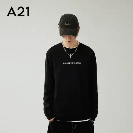 A21男装长袖白色圆领卫衣男款秋季男士上衣情侣衣服秋装男商品大图