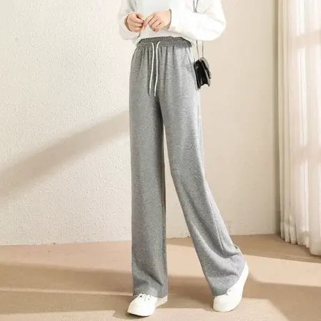 时尚百搭休闲长裤2022年秋季新款通勤简约经典女士直筒阔腿长裤商品大图