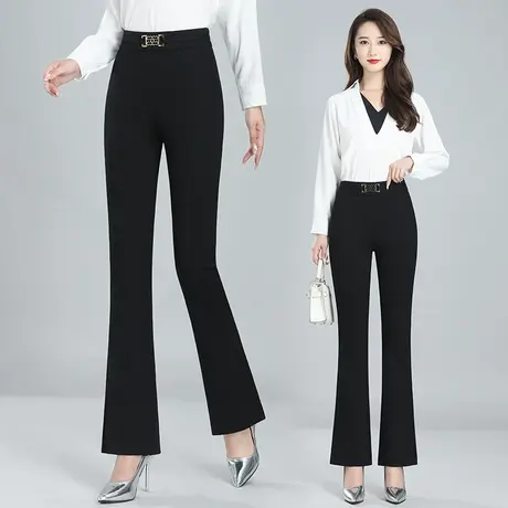 黑色喇叭裤女高腰显瘦微喇垂坠感休闲长裤搭配修身弹力马蹄裤子潮图片