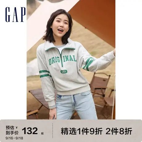 Gap女装秋季新款LOGO短款法式圈织软卫衣591011美式复古上衣图片