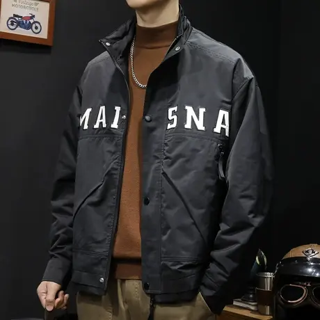 美式冲锋衣外套男潮牌大码男士工装夹克立领春秋2023新款上衣秋季图片