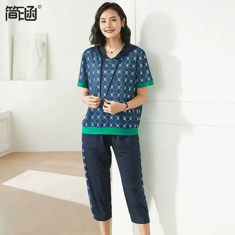 大码女装夏装新款2023年简涵高端轻奢贵夫人加肥大胖妹妹显瘦套装图片