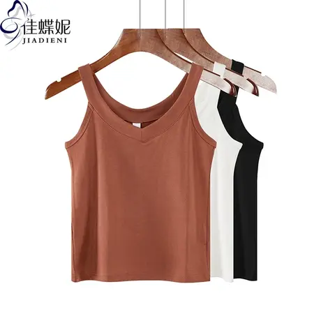 早春夏季打底衫吊带背心大码内搭女夏显瘦上衣V领修身短款高腰T恤图片