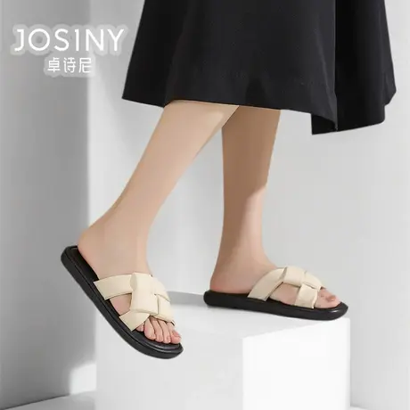 卓诗尼女鞋2024夏款新款拖鞋女外穿一字拖平底商场同款4J1A50642图片