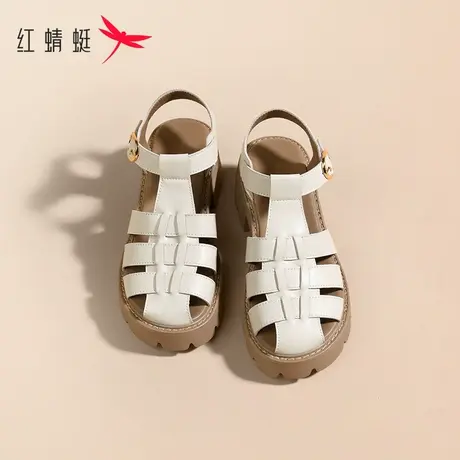 红蜻蜓中年妈妈凉鞋女2023夏季新款罗马鞋厚底粗跟配裙子增高女鞋商品大图