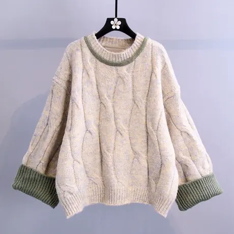 日系麻花毛衣女秋冬外穿2023新款韩版宽松慵懒风粗线加厚针织上衣图片