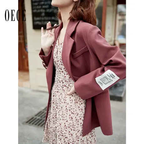 【买1送1】Oece复古小西装秋新款女装CHIC帅气个性英伦西服外套图片