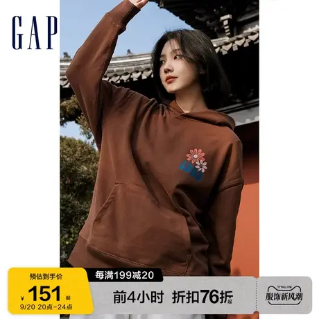 Gap男女装秋季新款LOGO法式圈织软卫衣601648情侣装运动上衣图片