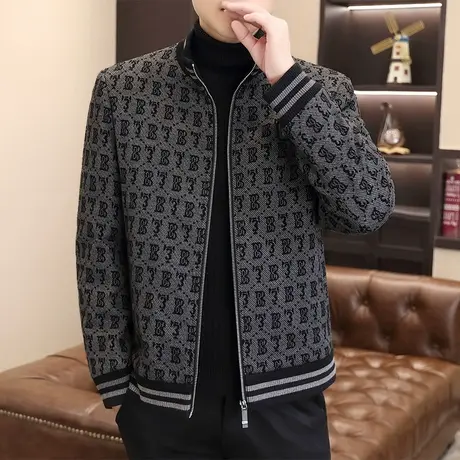 2024新款潮流印花夹克上衣男装秋冬季外套男士棒球服加厚工装外搭商品大图