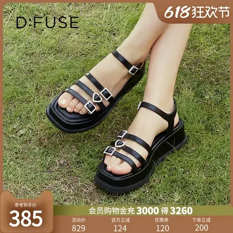 【博主同款】Dfuse迪芙斯2024夏季新款时尚条带厚底松糕休闲凉鞋图片