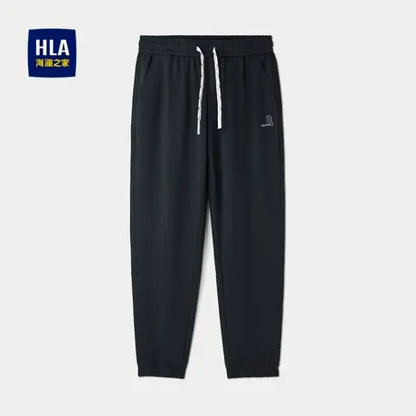 HLA/海澜之家抽绳松紧腰休闲裤25春夏新宽松锥形绣花纯色九分裤男商品大图