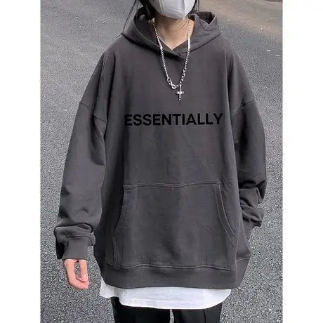 连帽卫衣女oversize大码秋冬款美式街头风ins潮加绒小众炸街外套图片