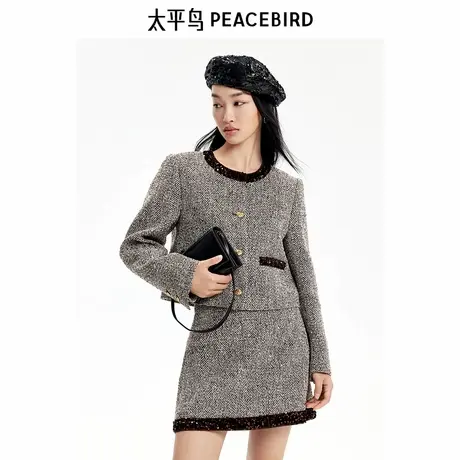 【商场同款】太平鸟女装年秋季新款亮片拼接外套A1BBE3505图片
