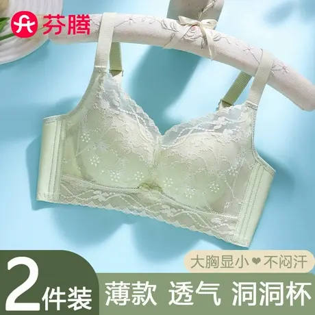 芬腾内衣女士夏季超薄款大胸显小透气聚拢收副乳防下垂蕾丝文胸罩商品大图