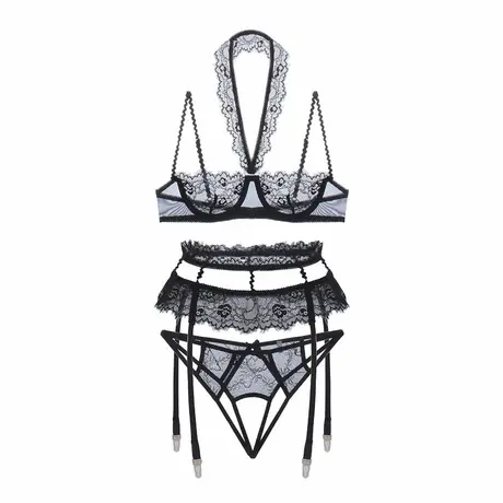 美背内衣薄款胸罩纯欲蕾丝文胸吊带背心睡衣套装商品大图