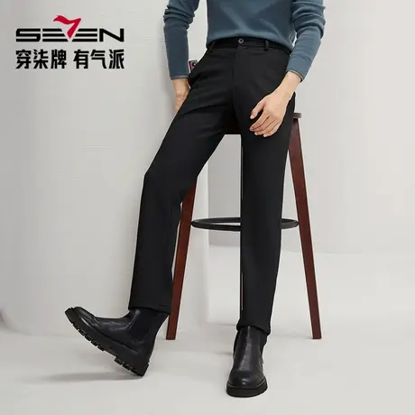 【含羊毛】柒牌男士休闲裤秋冬新品双面磨毛通勤商务针织长裤商品大图
