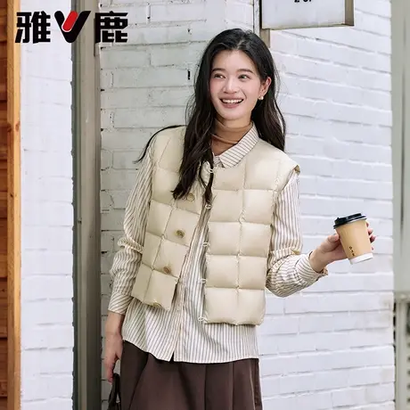 雅鹿羽绒马甲女士外穿2025早秋90白鸭绒新款韩版时尚轻薄保暖外套商品大图