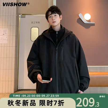 VIISHOW三合一冲锋衣男秋冬季宽松保暖工装棉服潮牌休闲连帽夹克商品大图