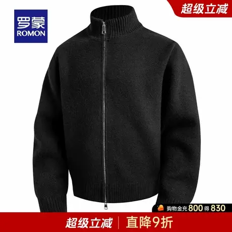 罗蒙男士日常简约长袖立领针织衫2025秋季新款舒适时尚潮流毛衣男商品大图
