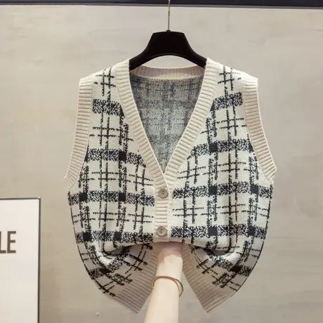 v领针织开衫马甲背心女2023秋装新款宽松外穿马夹叠穿毛衣坎肩潮商品大图